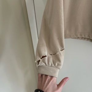 tan crop hoodie